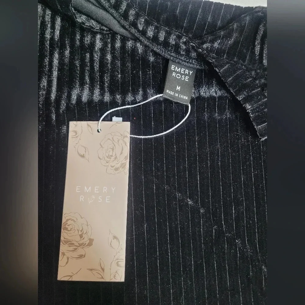 NWT Emery Rose Black Lace Bodycon Long Sleeve Mini Dress sz M